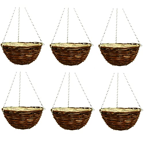 Fyne-Finds 30cm Wicker Hanging Baskets Set of 6
