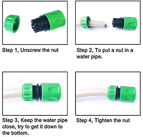 10Pack Garden Pipe Fittings Kit for Outdoor Tap - 2 Double Male & 6 Quick Snap Connectors, 2 Hose Tap Connectors (1/2'' & 3/4'' Size 2-in-1)