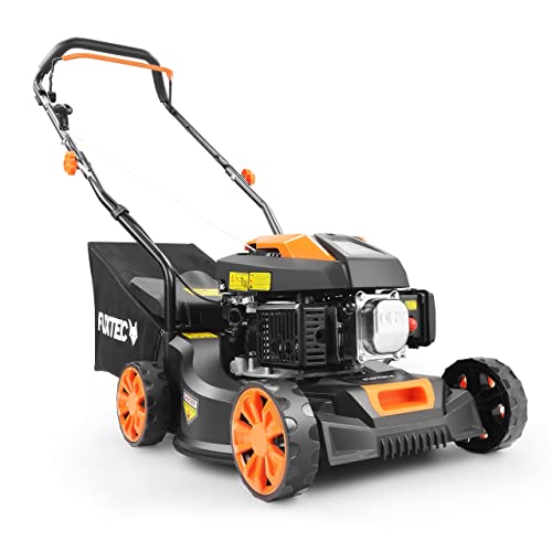 FUXTEC FX-RM4180 Petrol Lawnmower – Hand Push Lawn Mower -16" Cutting Width, Lightweight & Compact, 45L Grass Collector, Easy to Maneuver, Great for Small to Medium Lawns