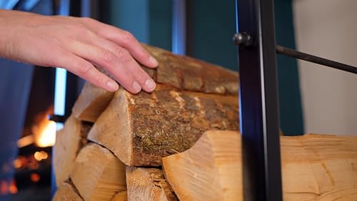 Speedwellstar Firewood Log Rack Store 100x40 cm Storage Large Small Metal Shelf Stand Tall Steel Black Inside & Outside (H 100 x W 40cm)