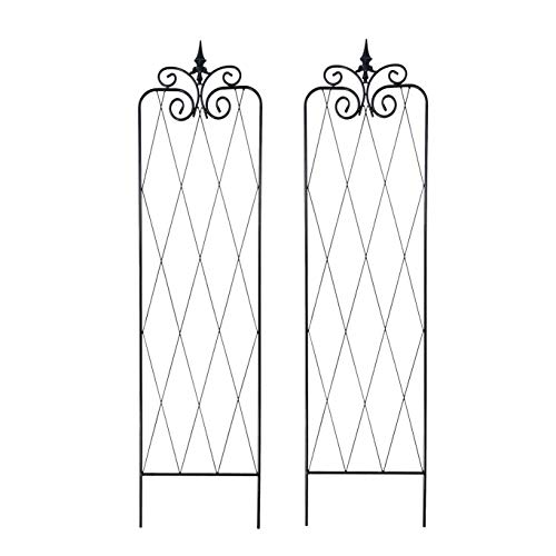 OUTOUR Metal Garden Trellis 2 Pack Wire Lattice Grid Panels for Rose Vines, Climbing Plants, Flower, Vegetables, Cucumber, Vegetables, Clematis Support, Outdoor Patio Lawn Yard Decoration
