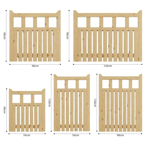 INMOZATA Garden Gate Wooden Pedestrian Gate with Gate Lock and Hinge, 2.5ft Wide x 4ft High (76cm Wide*120cm High)