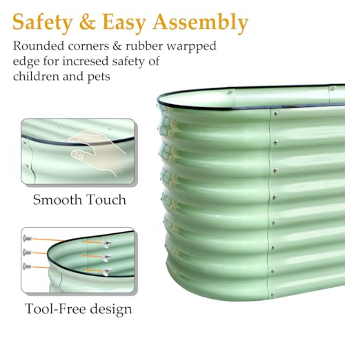 Metal raised beds for garden, 60cm Tall Galvanized Raised Garden Bed Outdoor for Vegetables, Flowers, Large Raised Planter Outdoor for Free Assembly with Ease（240 * 60 * 60cm，Green）