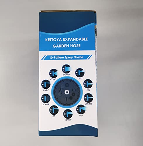 KETTOYA 100FT Expandable Garden Hose, Flexible Water Hose with 10-Pattern Spray Nozzle, Leak-proof Retractable Heavy Duty Hose Pipe, 4-layer Latex Core, Durable 3750D, Brass Alloy Connector, Kink-Free