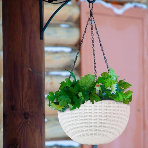 CPROSP 2-Piece 28 cm Self-Watering Pot Hanging with Water Level Indicators, Self-Watering Flower Pot, Hanging Basket, Hanging Flower Pots with Drainage Holes, Flower Pot Water Storage with Pot System