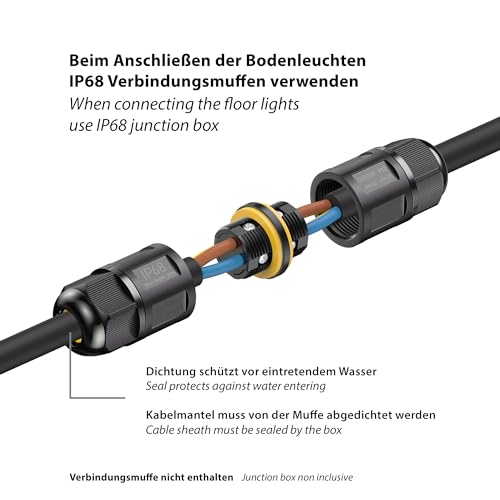 ledscom.de 4 Pieces LED Paving Stone Ground recessed Light CUS for Outdoors, IP67, Angular, 20 x 10cm, 2.9 W, 228lm, Cool White