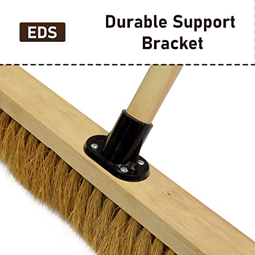 EDS 18” Soft Broom Indoor & Outdoor Sweeping Brush with Wooden Handle Natural Coco Bristles for Floor Room Kitchen Warehouse Lightweight & Durable Floor Brush (Pack of 1)
