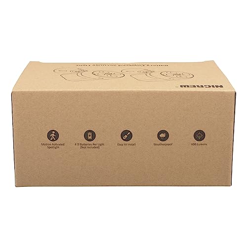 NICREW Battery Powered Outdoor LED Security Light 2-Pack, PIR Motion Sensor Spotlight, Weatherproof Outdoor Wall Light for Gardon Walkways