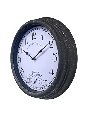 HH Home Hut Outdoor Garden Wall Clock Thermometer And Humidity Meter Ornament Weather Resistant 31cm