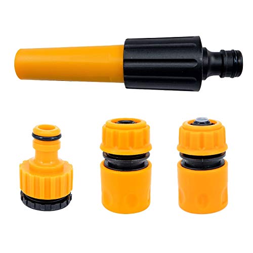 Set of 4 Garden Hose Connectors Set Hose Tap Connector Hose Fitting Starter Set- 2in1 Threaded Tap Connector Hose Waterstop End Quick Connector Nozzle and Spray Guns