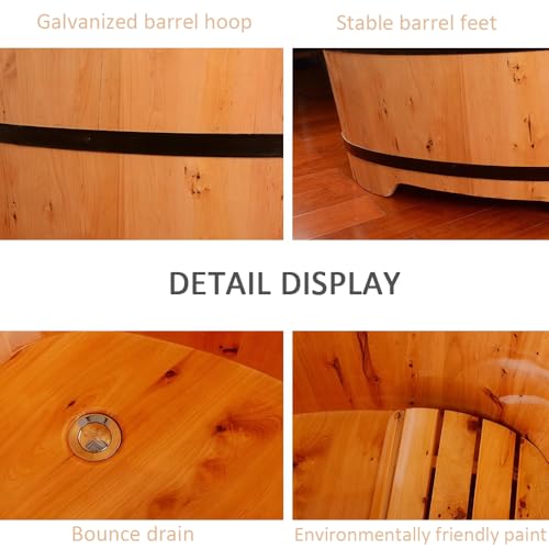 ZCBYBT Solid Wood Deep Soaking Tub Free Standing Wooden Bathtub Compact Soaker Lit for Small Bathroom