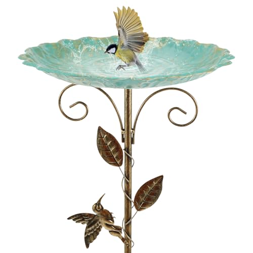 30in Vintage Metal Freestanding Bird Bath
