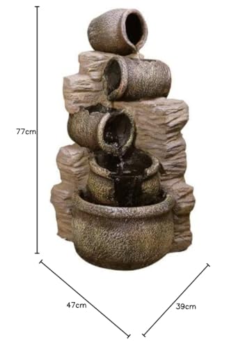 Primrose 77cm Cherika 4 Tier Cascading Oil Jars Water Feature Classic Sandstone Fountain