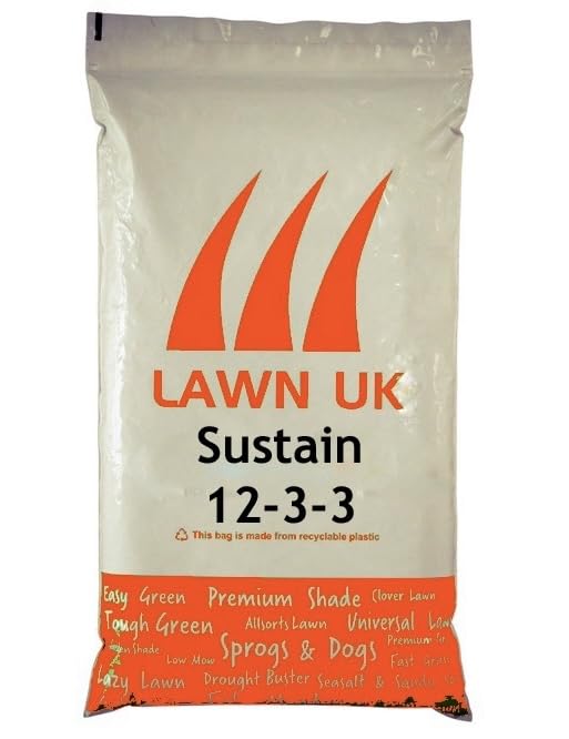 Sustain Lawn Fertiliser Lawn UK - 5KG - Natural Based Fertiliser - For New & Existing Lawns - 100sqm Coverage - Use Throughout The Year