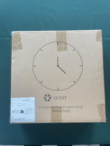 OCEST Heavy Duty Garden Clocks Outdoor Waterproof, 13inch Resin Large Wall Clock with Thermometer and Hygrometer Battery Operated Non Ticking Decorative for Patio Pool