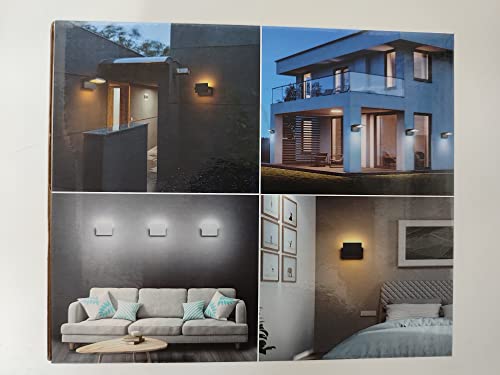 Klighten 24W LED Wall Light Outdoor Indoor Waterproof IP65 Adjustable Lamp Modern Outside Light Aluminum Wall Lighting for Entrance Garden Balcony, Dark Gray, Warm White 2700K-3000K