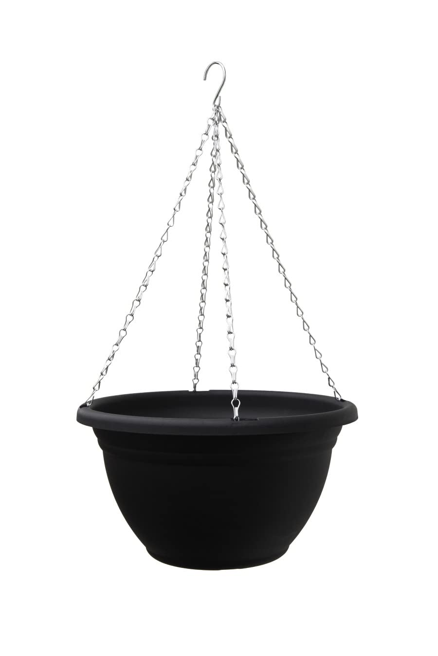 Garden Gear Outdoor Wall Hanging Baskets with Chains, 35cm Garden Flower Plant Pots, Black Easy Fill Planters Outdoor Garden Decor Decorations (Black x4)