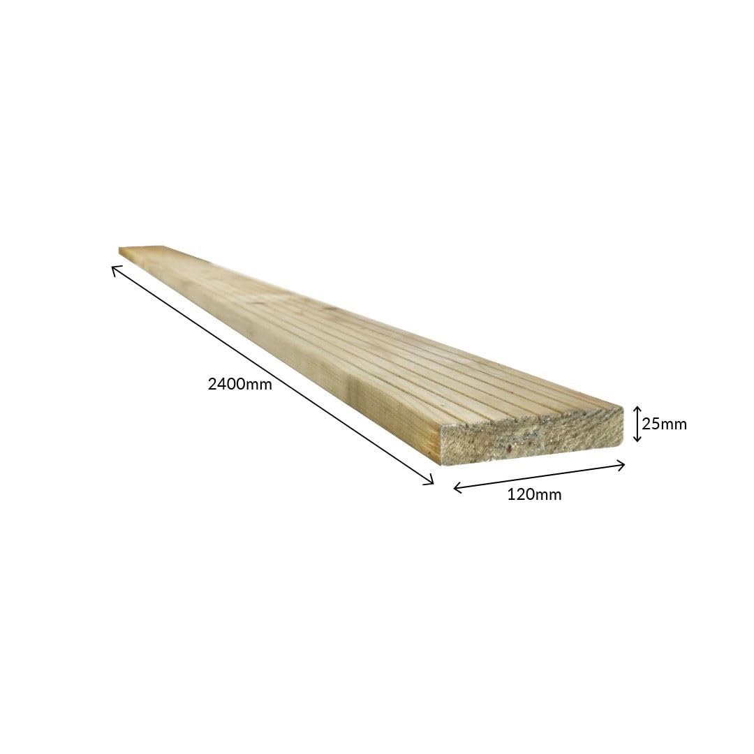 Snowdon Timber Treated Decking Board 10 Pack (L) 2.4m (W) 120mm (T) 25mm