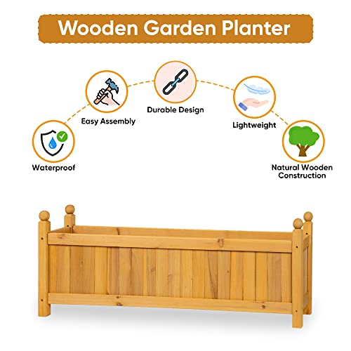 Albert Austin 1x Wooden Planter for Garden Easy to Assemble Weather Resistant Durable Design for Easy Planting Ideal for Indoor Outdoor Use Lightweight Garden Planters for Flowers (Large)
