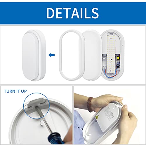 ANWIO 14W Bulkhead Light Led Outdoor,led Oval Porch Sconce Lighting,Outside Led Lights Mains Powered,Led Bulkhead Wall Light,980LM,4000K Natural White Bulkhead Light Sanwio Wall Lights(2 Pack)