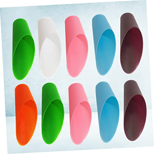 POPETPOP 10pcs Miniature Garden Trowel Set Small Plastic Soil Scoop for Mulch Potting Planting Random Color
