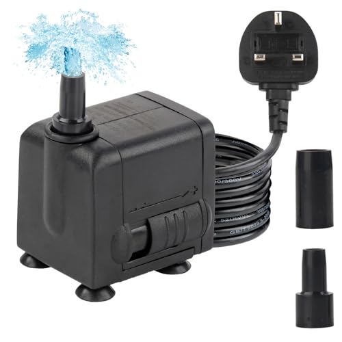 Discoball Mini Submersible Water Pump 600L/H 8W Adjustable Ultra Quiet Small Water Pump Fish Tank Water Pump with 2m/6.5ft Power Cord for Pet Fountain Aquarium Fish Tank Pond, Hydroponics Statuary