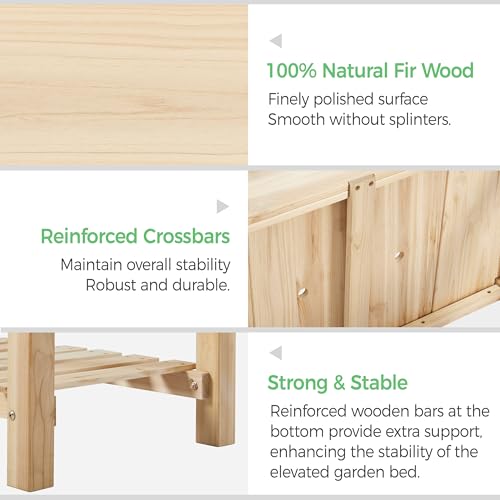 Yaheetech Raised Garden Bed 2 Tiers Wooden Plant Raised Bed Garden Elevated Planter Box with Storage Shelf for Vegetables/Flowers/Herbs/Fruits,86 x 46 x 76cm