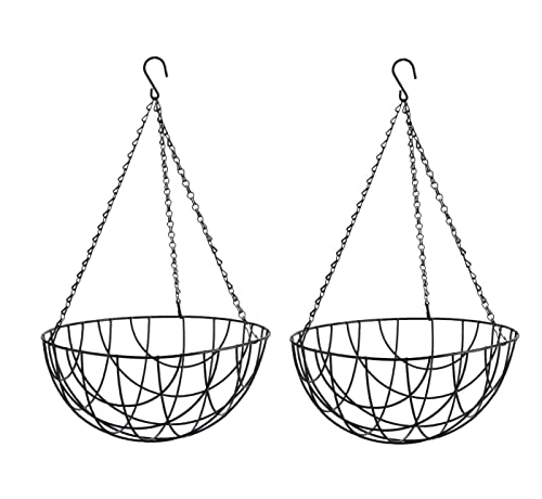 Unibos Home and Garden 2 x Hanging Baskets 16" Inch (40cm) Green Wire Plant Holder