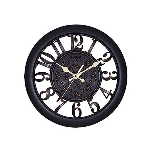 ALEOHALTER Wall Clock, Outdoor Clock Silent Non-Ticking Metal Clock Decorative Clock Hanging for Patio Garden, Pool, Home Office School Kitchen Use(Black)