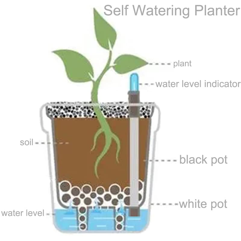 Yarlung Self Watering Planters with Water Indicator – 5 Inch, 6 Pack