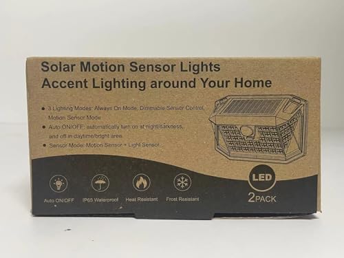WELALO Solar Security Lights, 188 LED Solar Motion Sensor Lights, IP65 Waterproof Solar Lights Outdoor Garden, 3 Modes PIR Solar Powered Wall Lights for Outside Garden Fence Door Yard (2 Pack)