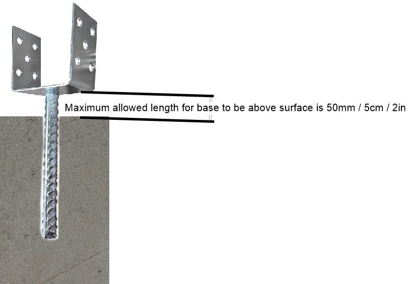 LLB Fence Posts Support U Type Pergola Brackets Extender Foot Shaped Concrete in "U" Heavy Duty Posts Anchor Tool Spikes Steel Galvanised 4mm Thick 100 x 100 x 60mm- 4 Inch x 4 Inch x 2.3 Inch