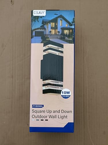 CELAVY Outdoor Wall Lights Mains Powered Outside Up Down Lights, IP65 Waterproof LED Porch Front Door Light, Square GU10 External Modern Lighting Exterior Sconce Lamp for House, Anthracite Grey