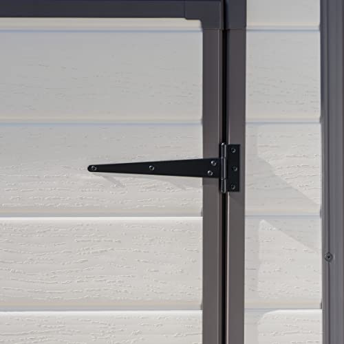 Keter Manor Outdoor Pent Single Door Garden Storage Shed 6 x 4ft Beige Brown Wood Effect Fade Free All Weather Resistant Safe And Secure Zero Maintenance 15 year Warranty