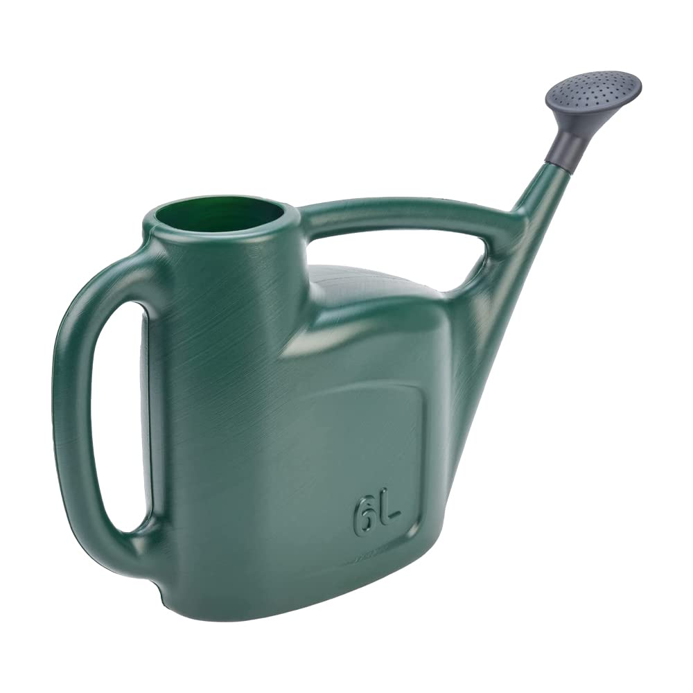 ANGIX 6L Garden Watering Can | Lightweight Can With Double Side Handles And Detachable Plastic Water Sprinkler Rose Head For Indoor and Outdoor Use (Green)