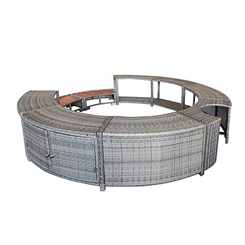 Panana Garden Hot Tub Poly Rattan Spa Surround Wicker Furniture Outdoor Conservatory Patio Mixed Grey