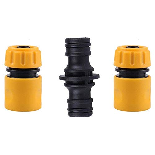 TOPWAYS® Hose Fitting Repair Set 2x Plastic Garden Water Hose 1/2" Quick End Connector & 1x Double Male Hose Connector