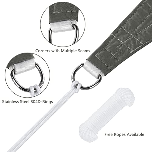 OFFCUP Sun Shade Sail, 2m x 3m Rectangle Awning Canopy, 160gsm Waterproof Shade Sail Garden Sun Sail Patio Canopy 95% UV Block with Free Rope, for Outdoors, Garden, Patio, Yard, Party (Grey)