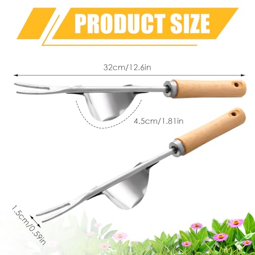 Dandelion Weed Puller With V-Shape Fork, Wood Handle Dandelion Removal Tool, Stainless Steel Hand Weed Puller Tool, Gardening Hand Tool, Manual Weed Removing Weed Remover Tool for Yard Weeding Tool