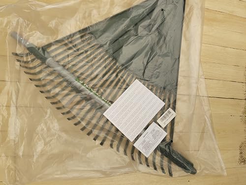 ORIENTOOLS Garden Leaf Rake, Adjustable Lightweight Steel Handle, Comfortable Grip Handle, Plastic Head，Poly Shrub Rake,26 Tines,110 to 168cm (Silver Handle)