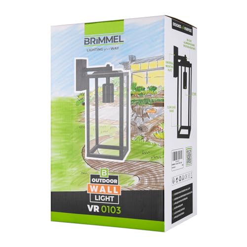 BRIMMEL Outdoor Wall Lights Aluminum Black Lantern Porch Light for Entryway Doorway, Outdoor Wall Lantern with Anti-Rust Sconce Light Fixture with Clear Glass Shade, Matte Black