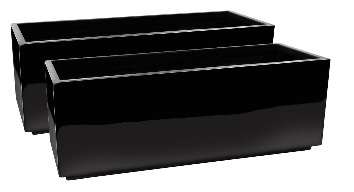 Primrose Fibreglass Trough Outdoor Planter Black Gel Coat Large 120cm x 40cm (47.2in x 15.75in)