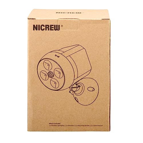 NICREW Battery Powered Outdoor LED Security Light 1 Pack, PIR Motion Sensor Spotlight, Weatherproof Outdoor Wall Light for Gardon Walkways, 600 Lumen