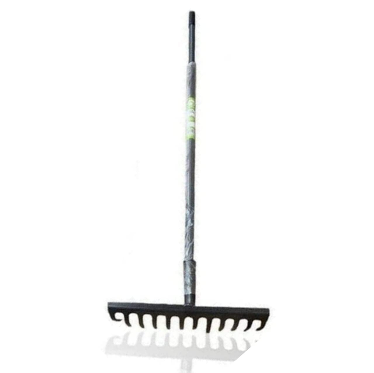 PaMeer 12-Teeth Heavy Duty Garden Rake - Ideal for Lawn Levelling, Dethatching & Soil Loosening - Carbon Steel Leaf Rake - Black, 120 x 32 x 9 Cm