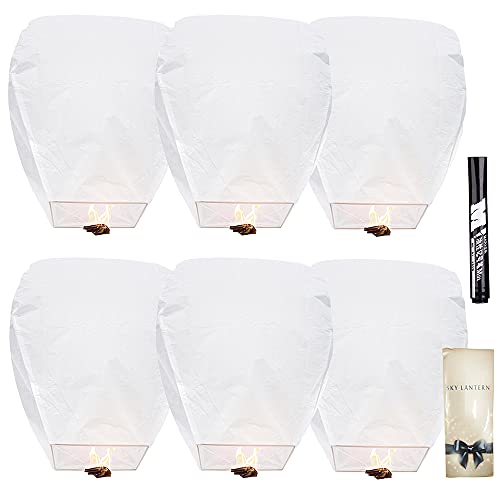 SJOAUET 6 Pack Chinese Sky Lanterns, Latest Portable packaging, Biodegradable Eco-Friendly Chinese Paper Lanterns to Release in memory Wish for New Year, Weekends, Holidays and Festivals