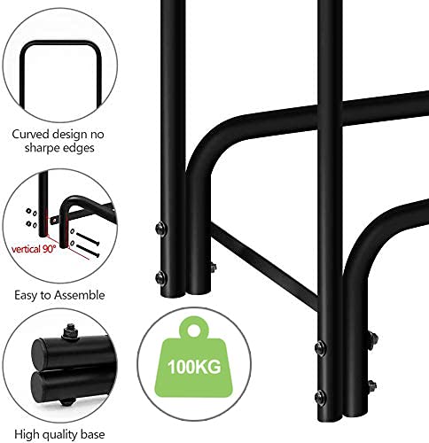 Amagabeli 4ft(124.5cmx36cmx122cm) Firewood Log Rack with Waterproof Cover Large Capacity Log Store Outdoor Firewood Racks Holder with 600D Oxford Log Cover Weatherproof Log Storage Shelf Garden Black