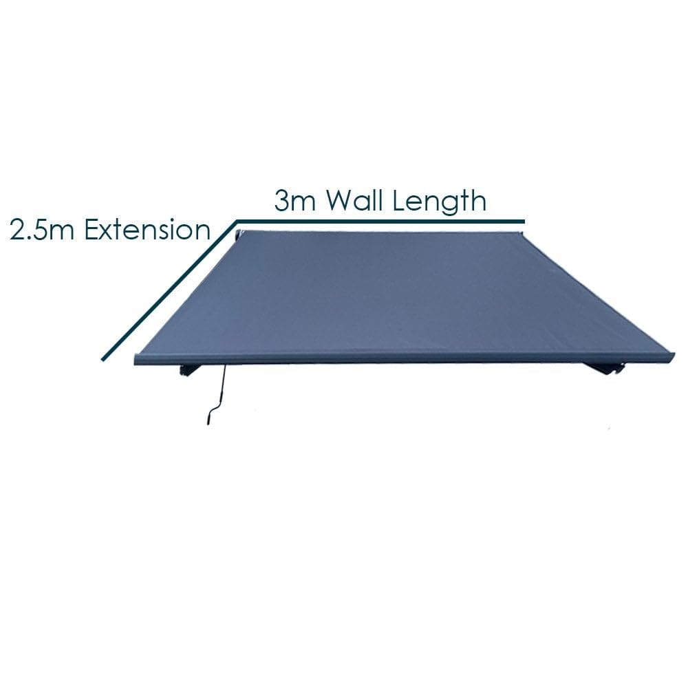 Jack Stonehouse 3 x 2.5m Retractable Electric Awning With LED Lights Remote Control for Window & Door UV Resistant Shower Proof Patio Garden Sunshade Canopy Shelter Beige, Awnings For Patios Dark Grey