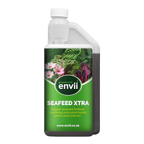 envii SeaFeed Xtra – Organic Seaweed Fertiliser, Liquid Outdoor Plant Food Ideal for all Plants, Lawns, Gardens and House Plants, Rich in Additional Nutrients - 1 Litre Makes up to 500L