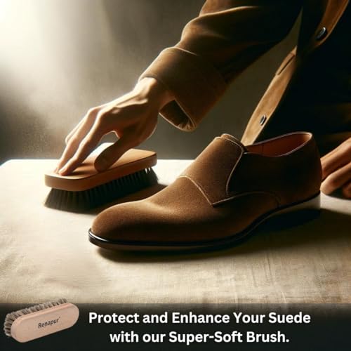 Renapur Premium Horsehair Brush - Super-Soft Bristles with Ergonomic Wooden Handle, Perfect for Polishing Leather & Cleaning Suede or Fabric Shoes/Boots.
