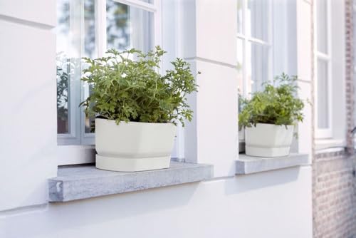 elho Greenville Trough Long 70 - Planter for Outdoor - 100% Recycled Plastic - Ø 69.0 x H 18.5 cm - White/White